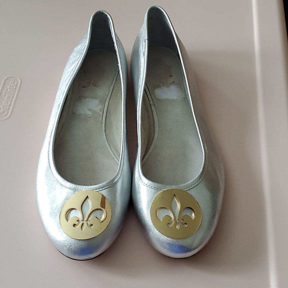 Mettalic sheep Napa leather FLEUR Flat shoes 8.5